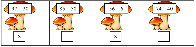 Đánh dấu X vào phép tính có kết quả lớn hơn 36. 
 (ảnh 2)