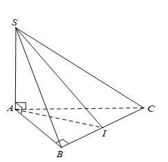 Cho hình chóp \[S.ABC\] có SA vuông góc ( ABC) và AB vuông góc BC (ảnh 1)