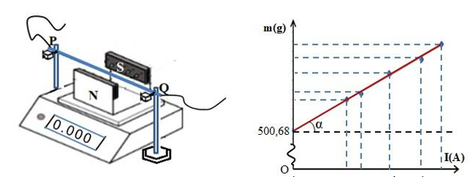 Một nh&oacute;m học sinh l&agrave;m th&iacute; nghiệm đo độ lớn cảm ứng từ giữa hai cực của một nam ch&acirc;m (như h&igrave;nh b&ecirc;n). (ảnh 1)