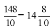 Viết các phân số thập phân ở dạng hỗn số : 148/10 (ảnh 2)