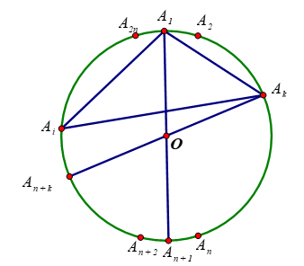 Biết xác suất của biến cố 3 đỉnh chọn bất kì cùng phía” bằng 33/43 (ảnh 1)