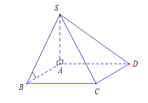 Cho hình chóp \(S.ABCD\)có đáy là hình vuông cạnh \(a\), \(SA\)vuông góc với mặt phẳng đáy (ảnh 1)