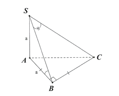 Cho h&igrave;nh ch&oacute;p \(S.ABC\) c&oacute; \(SA\) vu&ocirc;ng g&oacute;c với đ&aacute;y. \(ABC\) l&agrave; tam gi&aacute;c vu&ocirc;ng c&acirc;n tại \(B\). Cho độ d&agrave;i c&aacute;c cạnh \(SA = AB = a\). Khi đ&oacute;: (ảnh 1)