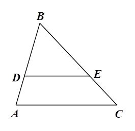 Cho hình vẽ bên, biết DE // AC.Tỉ số nào sau đây là đúng? (ảnh 1)