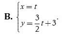 Phương trình nào sau đây là phương trình tham số của đường thẳng  (ảnh 3)