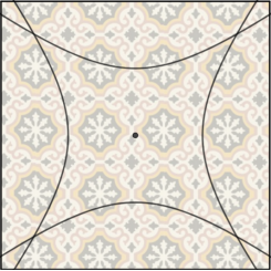 Biết viên gạch là hình vuông có kích thước 60 cm; hỏi diện tích hình (H) là bao nhiêu centimét vuông (làm tròn kết quả đến hàng đơn vị)? (ảnh 1)