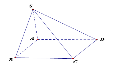 Cho hình chóp \(S.ABCD\)đáy\(ABCD\) là hình vuông, cạnh bên \(SA\) vuông góc với đáy (ảnh 1)