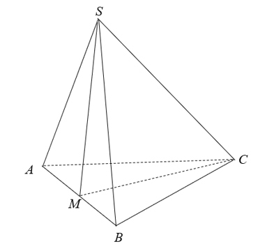 Cho hình chóp tam giác \(S.ABC\) có \(SA = SB\) và \(AC = CB\). Các mệnh đề sau đúng hay sai? (ảnh 1)