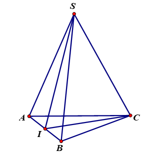 Cho hình chóp \(S.ABC\) có \(SA = SB\) và \(AC = CB.\) Các mệnh đề sau đúng hay sai? (ảnh 1)