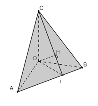 Cho tứ diện \(OABC\) có \(OA,OB,OC\) đôi một vuông góc với nhau.  (ảnh 1)