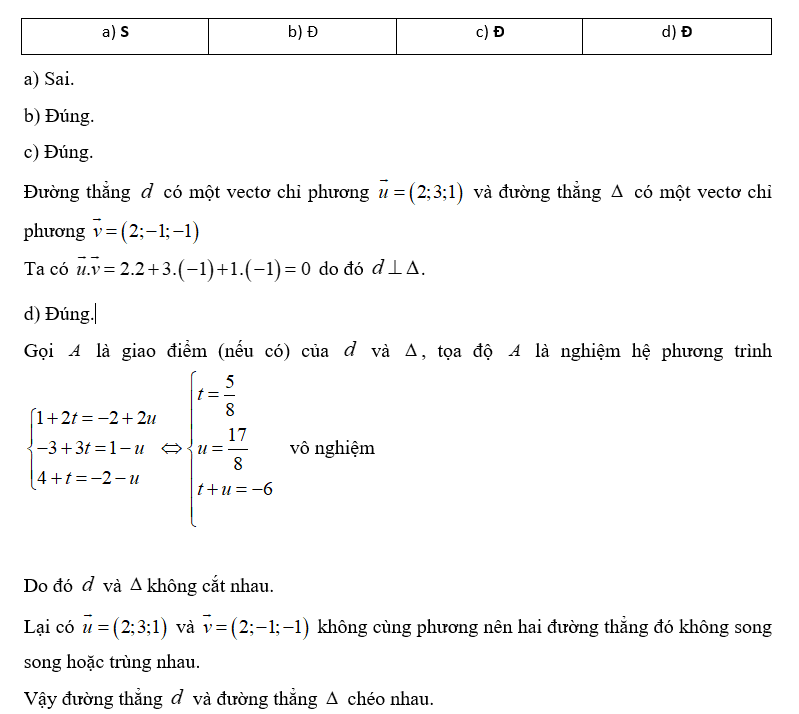 Trong không gian Oxyz, cho đường thẳng d : x-1/2 = y + 3/3 = z -4 /1 (ảnh 1)