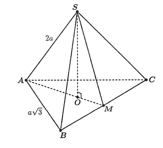 Cho h&igrave;nh ch&oacute;p tam gi&aacute;c đều \(S.ABC\) c&oacute; cạnh đ&aacute;y bằng \(a căn bậc hai 3 \), cạnh b&ecirc;n bằng \(2a\).  (ảnh 1)
