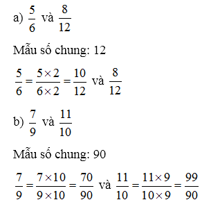 Qui đồng mẫu số các phân số sau:  (ảnh 2)