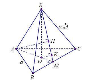 Cho hình chóp tam giác đều \(S.ABC\) có độ dài cạnh đáy bằng \(a\), cạnh bên bằng (ảnh 1)