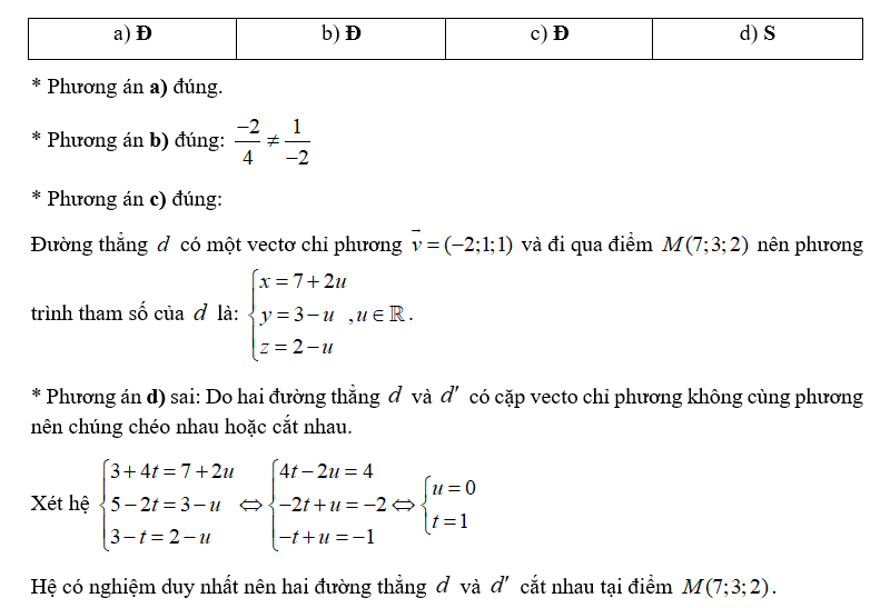 Trong không gian \[Oxyz\], cho đường thẳng d : x -2 /1 = y -1 /2 = z +3 /2 (ảnh 1)
