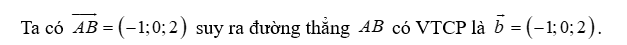Trong không gian với hệ toạ độ Oxyz , cho hai điểm A ( 1;1;0) và B ( 0;1;2). Vectơ nào dưới đây là một (ảnh 1)
