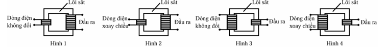 Sơ đồ máy biến áp ở hình vẽ nào dưới đây cho biết điện áp đầu ra lớn hơn điện áp đầu vào? (ảnh 1)