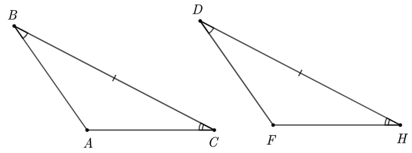 Cho hình vẽ sau. Hai tam giác trên bằng nhau theo trường hợp (ảnh 1)
