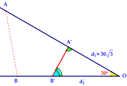 Tìm khoảng cách từ B đến O lúc đó. (ảnh 1)