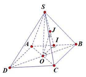 Cho hình chóp tứ giác đều S.ABCD có đáy bằng 2a, SA tạo với đáy một góc 30 độ. Tính theo a khoảng cách d giữa hai đường thẳng SA và CD (ảnh 1)