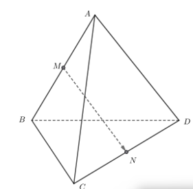 Cho tứ diện ABCD. &nbsp;Gọi M v&agrave; P lần lượt l&agrave; trung điểm của c&aacute;c cạnh AB &nbsp;v&agrave; CD (ảnh 1)