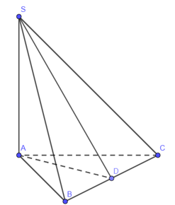 Cho hình chóp S.ABCD có SA vuông góc (ABC) (ảnh 1)