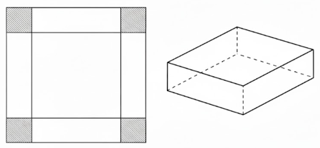 Bạn Hải có một tấm bìa hình vuông cạnh \(40\) cm. Bạn muốn cắt bỏ ở bốn góc bốn hình vuông nhỏ bằng nhau để gấp (ảnh 1)