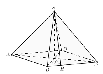 Cho hình chóp \(S.ABCD\) có đáy \(ABCD\)là hình thoi cạnh \(a\) tâm \(O\) (ảnh 1)