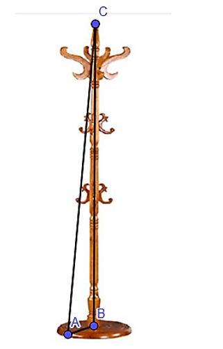 Một thanh treo quần áo bằng gỗ có đế hình tròn và chiều cao là \(1,8\)m (như hình vẽ minh họa bên dưới) (ảnh 2)