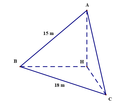 Trên mặt đất phẳng, người ta dựng một cây cột \(AB\) có chiều dài bằng \(15\,m\) và tạo với mặt đất góc (ảnh 1)