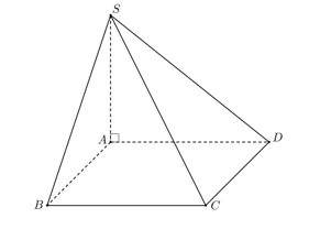Cho hình chóp \(S.ABCD\)có đáy\(ABCD\) là hình vuông, \(SA\) vuông góc với mặt phẳng đáy. (ảnh 1)