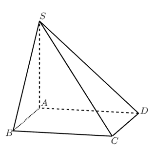 Cho hình chóp \(S.ABCD\) có đáy \(ABCD\) là hình vuông và \(SA\) vuông góc với mặt (ảnh 1)