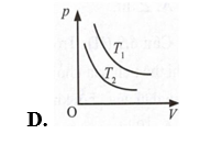 Một khối khí lí tưởng xác định thực hiện quá trình biến đổi đẳng nhiệt ở hai nhiệt độ khác nhau (ảnh 4)