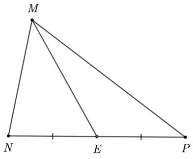 Cho tam giác MNP có E là trung điểm của NP. Khi đó ME là (ảnh 1)