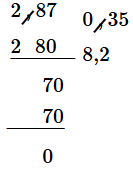 Đặt tính rồi tính:  2,87 : 0,35 (ảnh 1)