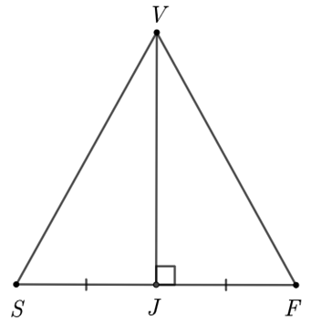 Trong hình vẽ bên, VJ là đường trung trực của đoạn thẳng nào? (ảnh 2)