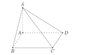 Cho hình chóp \(S.ABCD\) có đáy \(ABCD\) là hình vuông, \(SA\)vuông góc với mặt đáy (tham khảo hình vẽ bên). (ảnh 1)