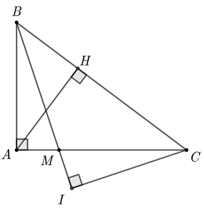 2. Cho tam giác ABC vuông tại A, đường cao AH, biết AB = 6cm; AC = 8 cm. a) Chứng minh: tam giác ABC đồng dạng tam giác HBA. Tính HB, AH (ảnh 2)