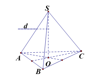 Cho hình chóp tam giác đều \[S.ABC\]. Gọi \(O\) là trọng tâm của \(\Delta ABC\). Đường thẳng  (ảnh 1)