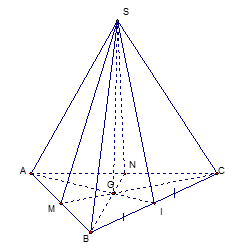 Cho hình chóp \[S.ABC\]có đáy \[ABC\] là tam giác cân tại\[A\], \[M\] là trung điểm AB (ảnh 1)