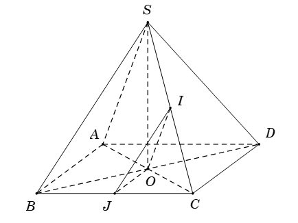 Cho hình chóp \(S.ABCD\) có tất cả các cạnh đều bằng \(a\). Gọi \(I\) và \(J\) lần lượt là trung (ảnh 1)