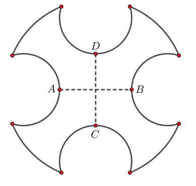 Một chi tiết máy hình đĩa tròn có dạng như hình vẽ bên nhận \(AB,CD\ (ảnh 1)