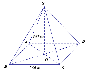 Đại kim tự tháp Giza ở Ai cập có dạng là một khối chóp tứ giác đều có độ dài cạnh đáy khoảng 230 m (ảnh 1)