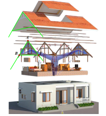 Một kỹ sư Strong thiếp lập một hệ tọa độ \[Oxyz\] để theo dõi vị trí lắp đặt của 2 mái nhà đã được gắn (ảnh 1)