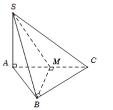 Cho hình chóp \[S.ABC\] có đáy là tam giác \[ABC\] vuông cân tại B (ảnh 1)