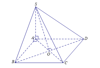Cho hình chóp \(S.ABCD\) có đáy \(ABCD\) là hình vuông tâm \(O\), cạnh bên \(SA\) (ảnh 1)