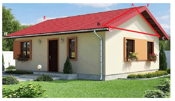 Anh Hùng muốn xây 1 nhà kho lợp mái tôn như hình vẽ sau: (ảnh 2)