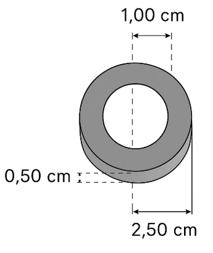  Một đồ vật được làm bằng kim loại Fe dạng hình trụ rỗng có bán kính trong là 1,00 cm (ảnh 1)