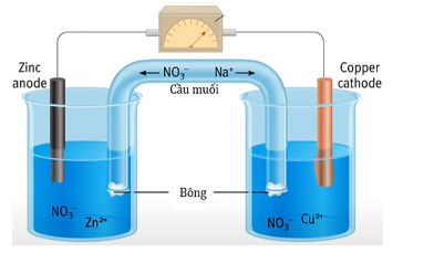 Pin Galvani Zn-Cu được biểu diễn ở hình sau (ảnh 1)