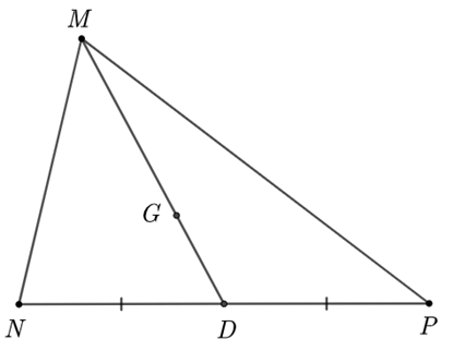Cho tam giác MNP có MD là đường trung tuyến và G là trọng tâm của tam giác MNP. Khi đó, tỉ số MG/MD bằng (ảnh 1)